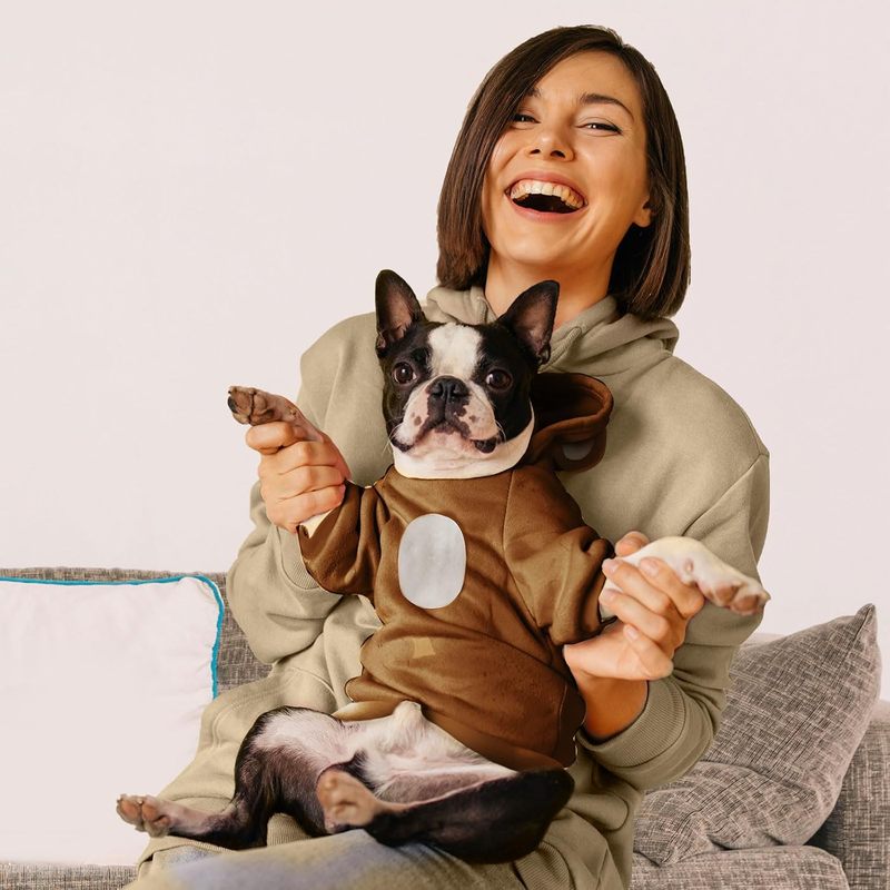 Small Dog Hoodie Soft Warm Fleece Fall Winter Dog Clothes Cute Puppy Sweaters Cat Coat Funny Blank Pullover Doggy Hooded Sweatshirts for Small Dogs Chihuahua Costumes Kitten Outfits (Brown, S)