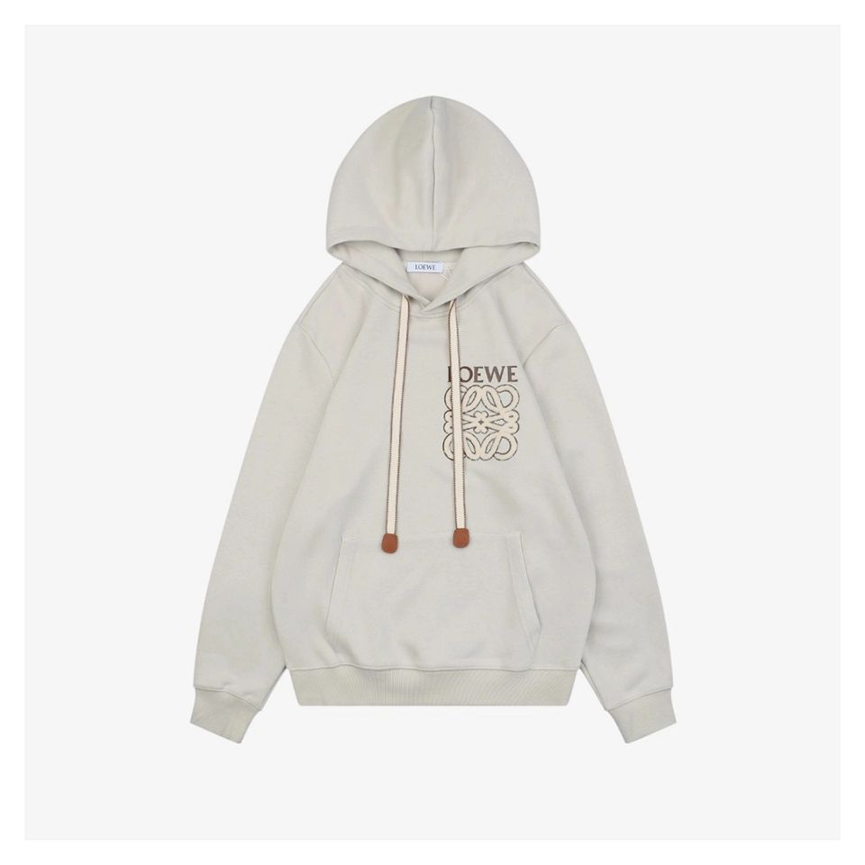 L Anagram Silicone & Towel Embroidered Hoodie (Black/White)