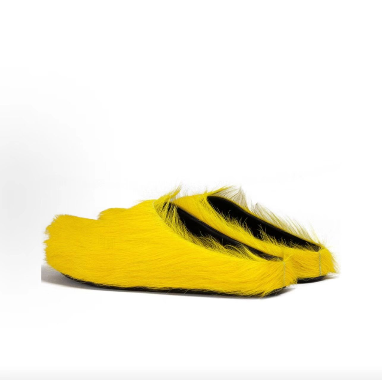 Marni Fussbett Sabot Calf-Hair Mules (Yellow)
