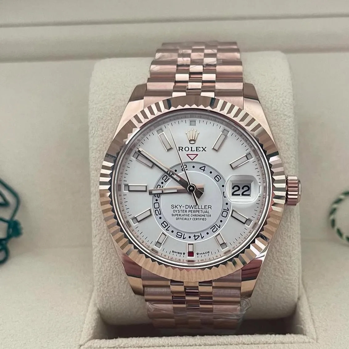 [2026 Mirror Grade]RLX  Sky-Dweller 42mm Rose Gold White Dial Jubilee - 336935
