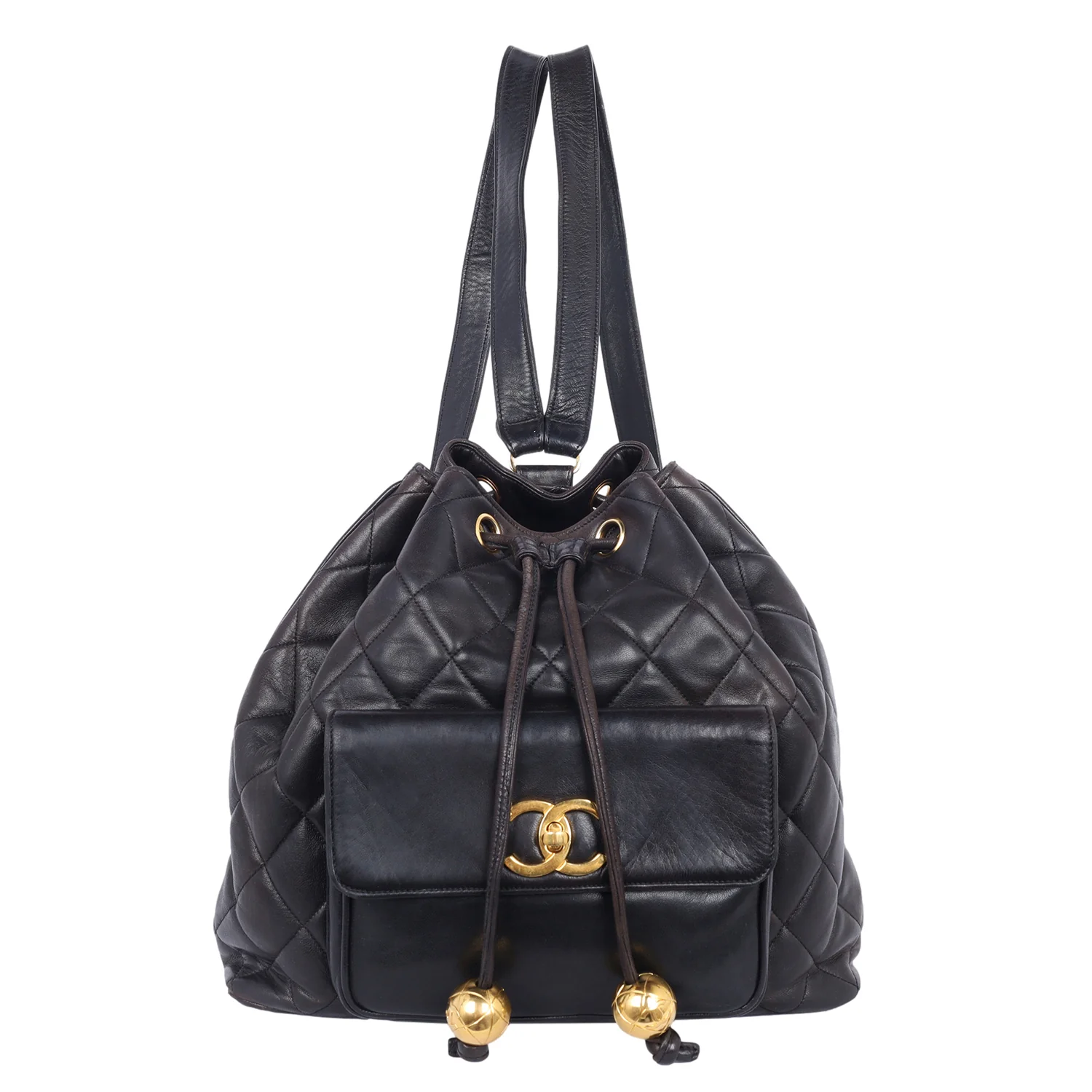 Quilted Lambskin Drawstring Backpack