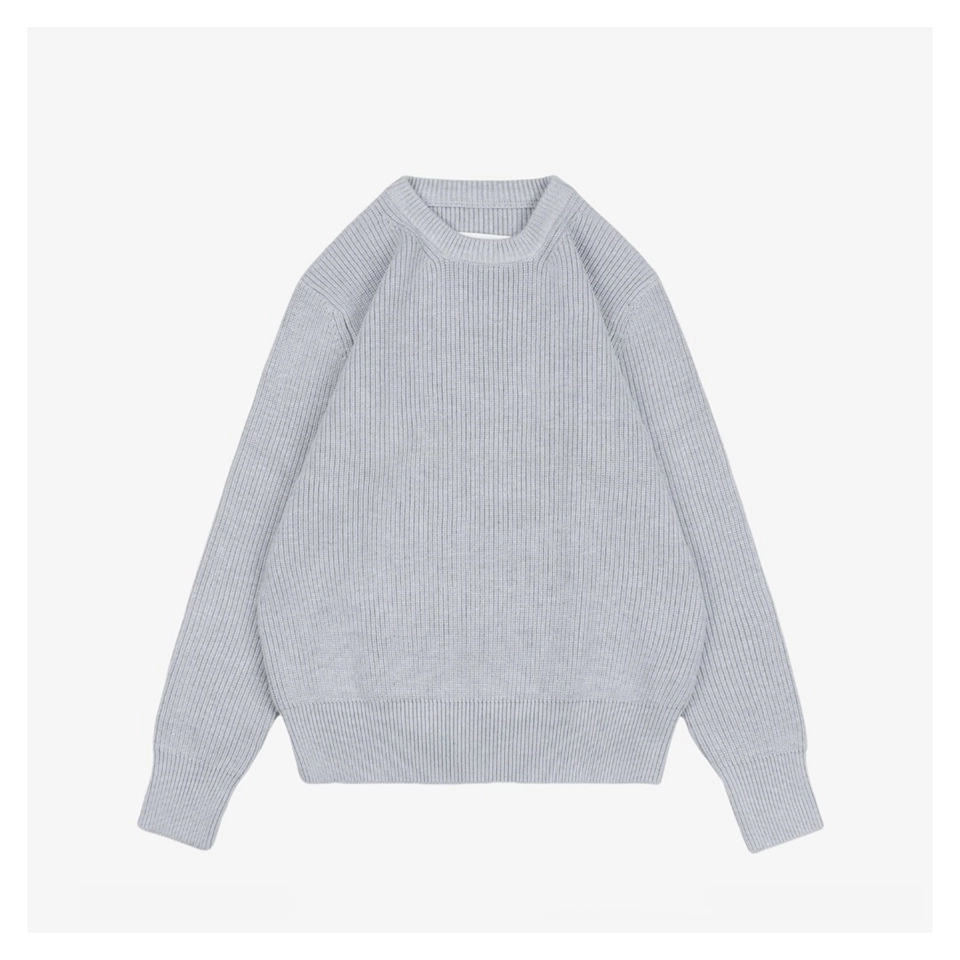 Maison Margiela Four-Stitches Solid Knit Crewneck Sweater (Olive/Grey)