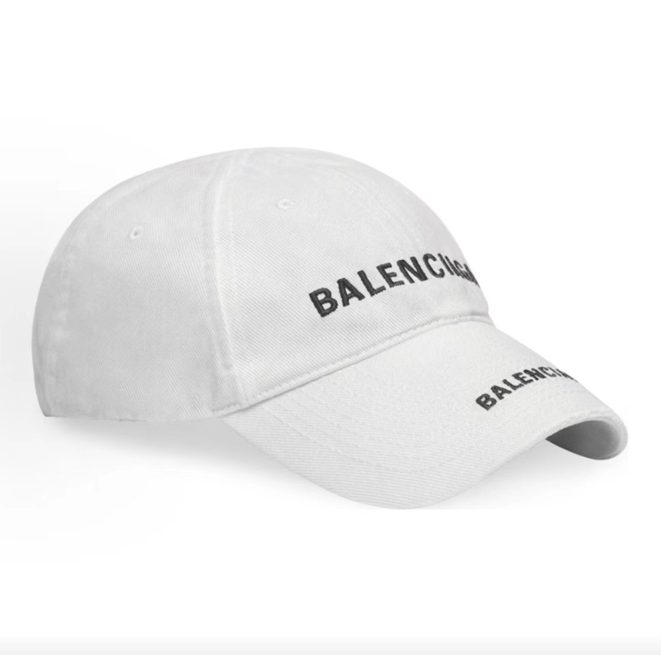 Balenciaga Double Logo Destroyed White Baseball Cap