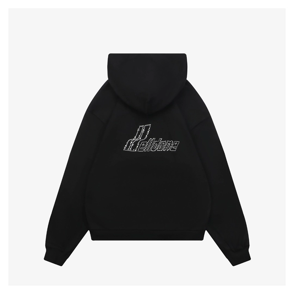 We11done Rhinestone Logo Hoodie Jacket