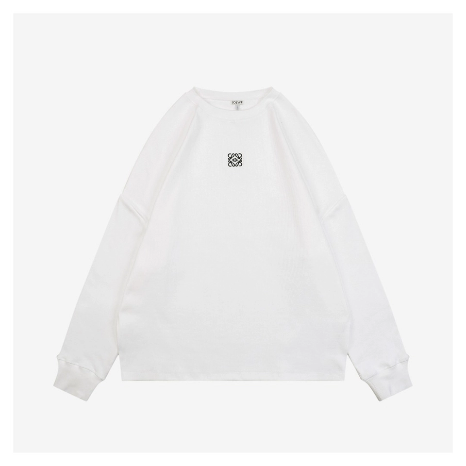 L Small Anagram Embroidery Crewneck Sweatshirt (Black/White)