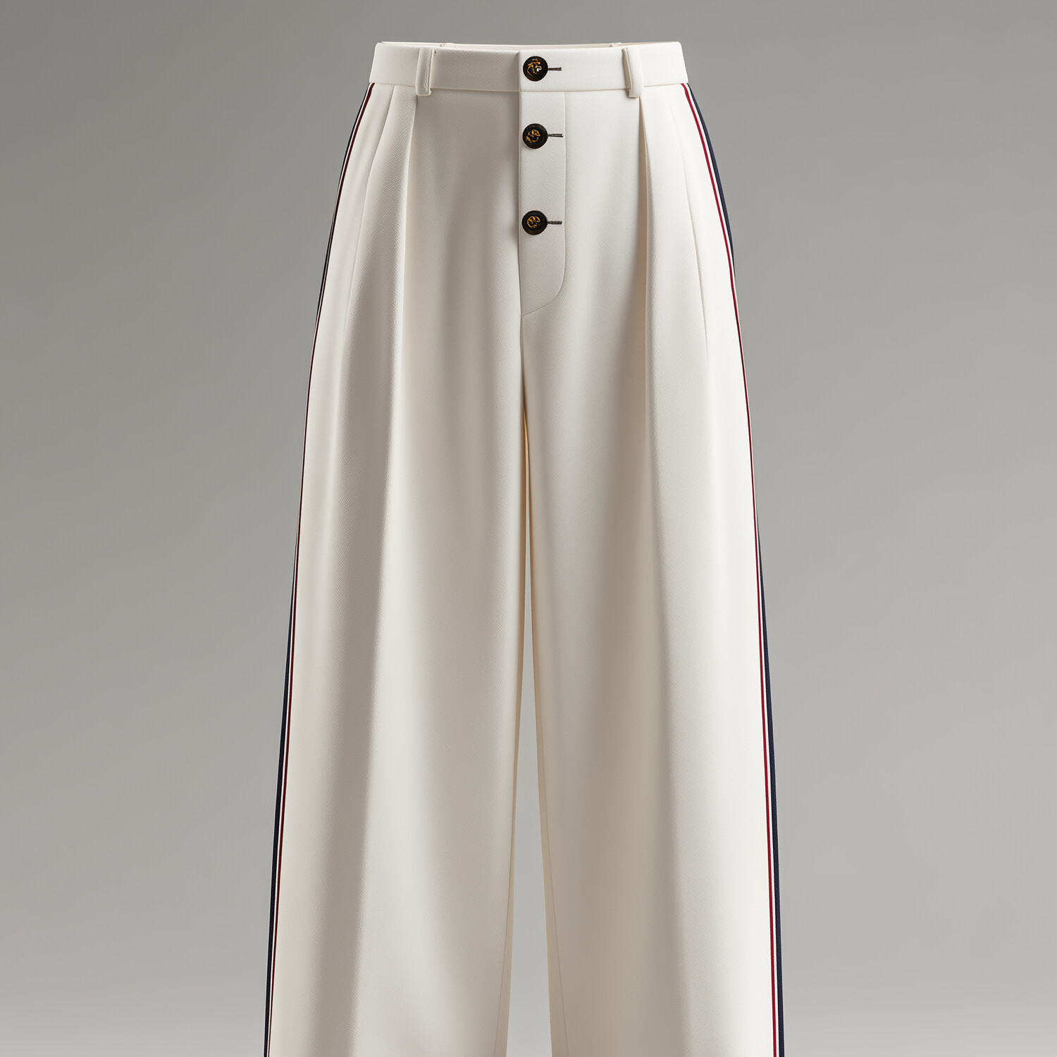 Men's Side Stripes Button Mid Rise Wide Leg Pants