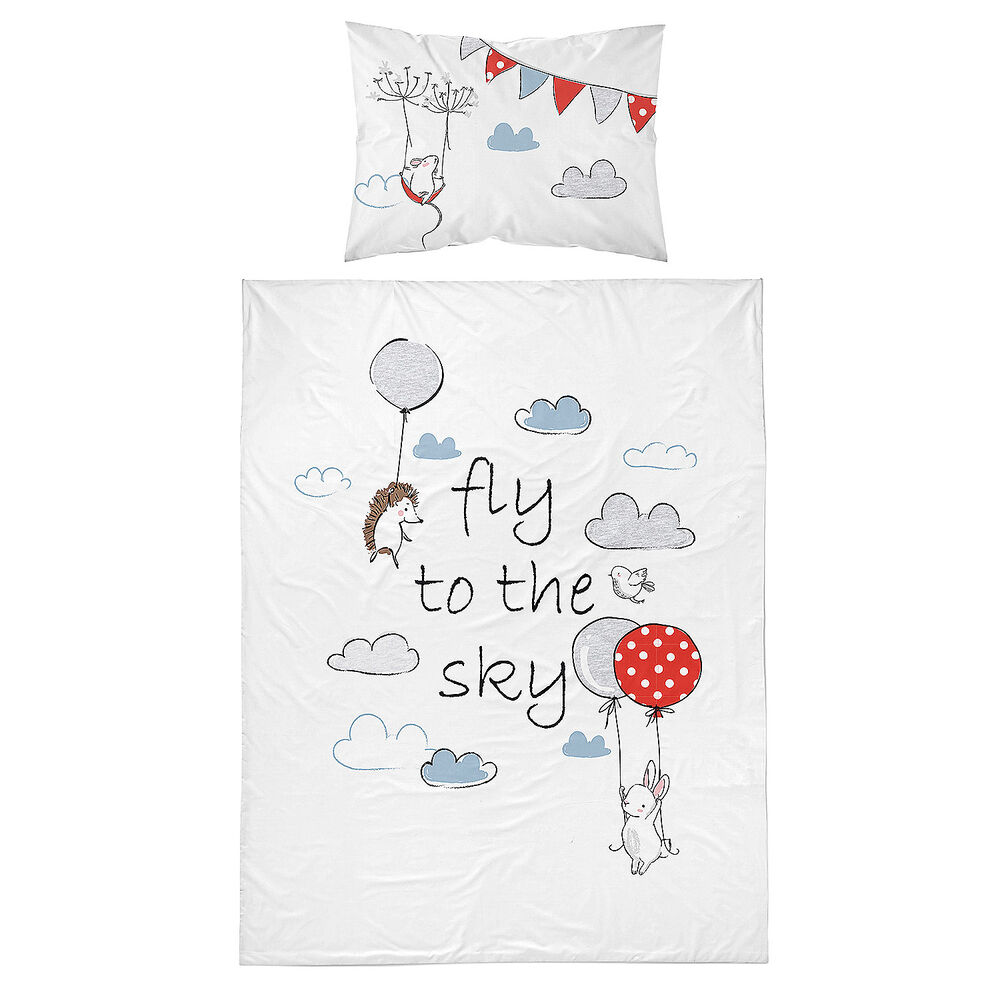 MAYAMOO Pościel dziecięca 90 x 120 cm Mayamoo, słoń z balonikiem, niebieska