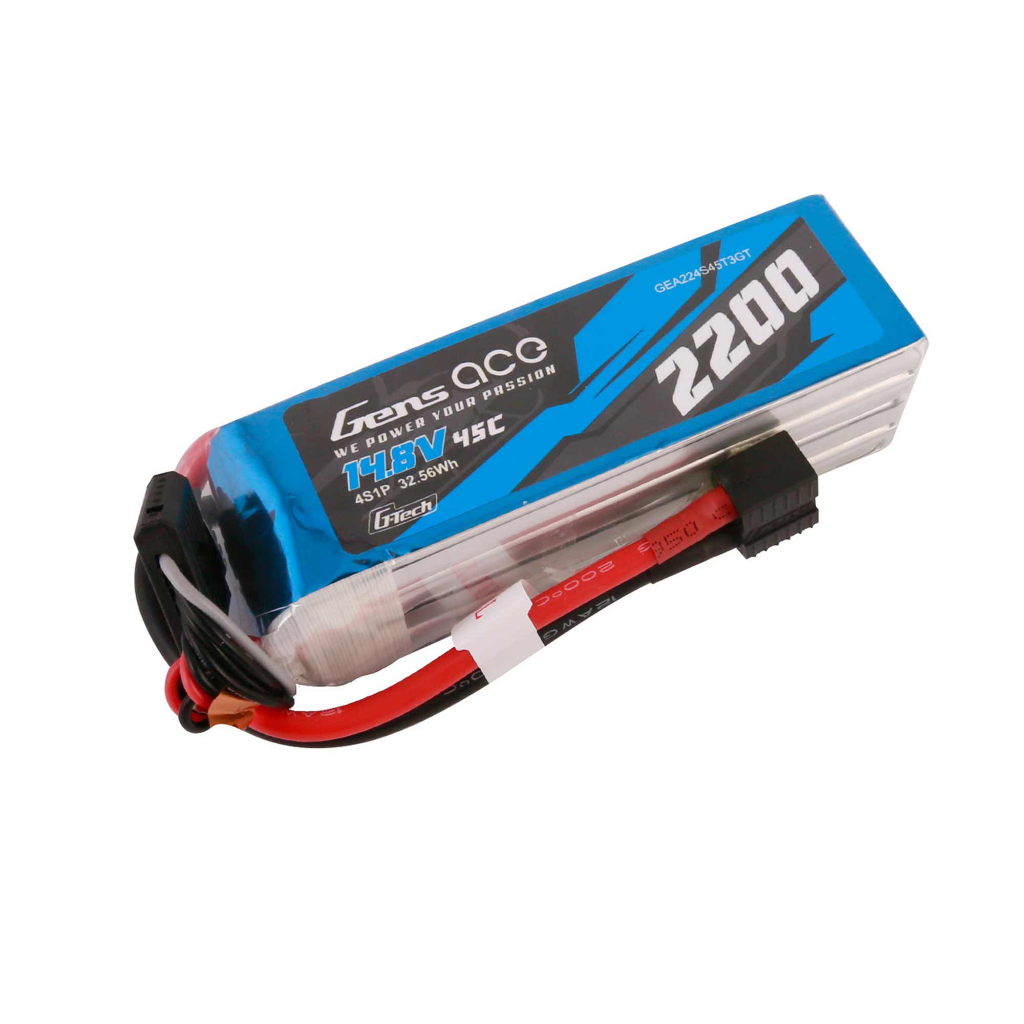 14.8V 2200mAh 4S 45C G-Tech LiPo Battery: EC3/ Deans/ XT60