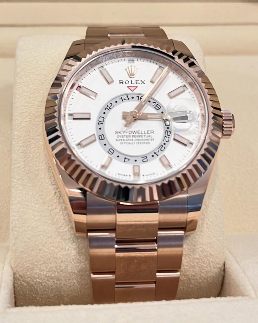 [2026 Mirror Grade]RLX  Sky-Dweller 42mm Rose Gold White Dial Oyster - 336935