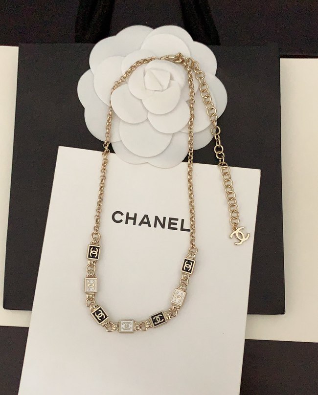 Black and white square necklace