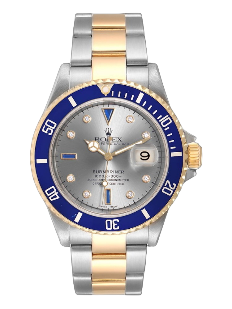 [2026 Mirror Grade]Rolex Submariner 16613 Steel Gold Diamond Sapphire Serti Dial 40mm Mens Replica Watch