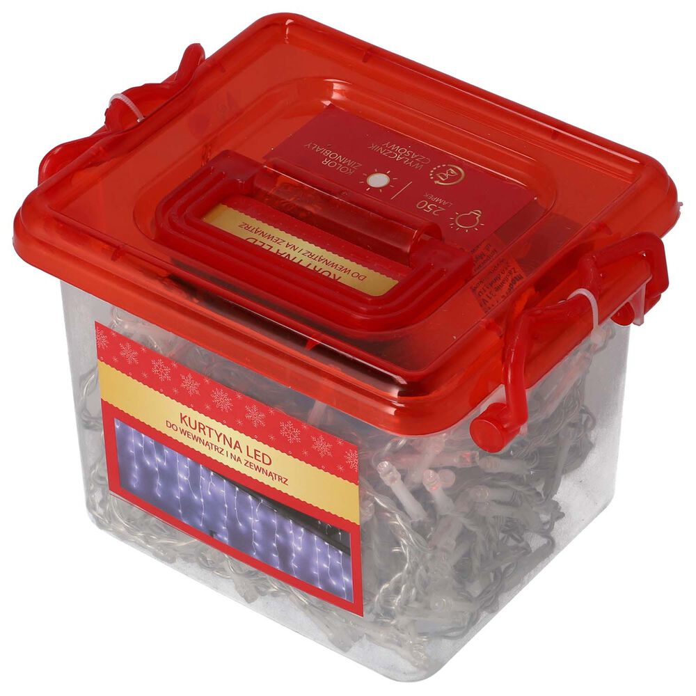 JUMI Kurtyna świetlna 250 LED Jumi sople, zimny biały, z timerem