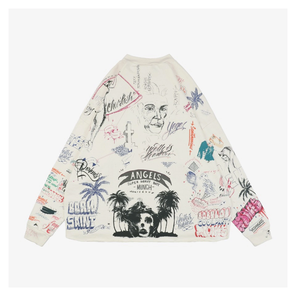 Saint Michael LA Diamond All-Over Graffiti Print Shirt