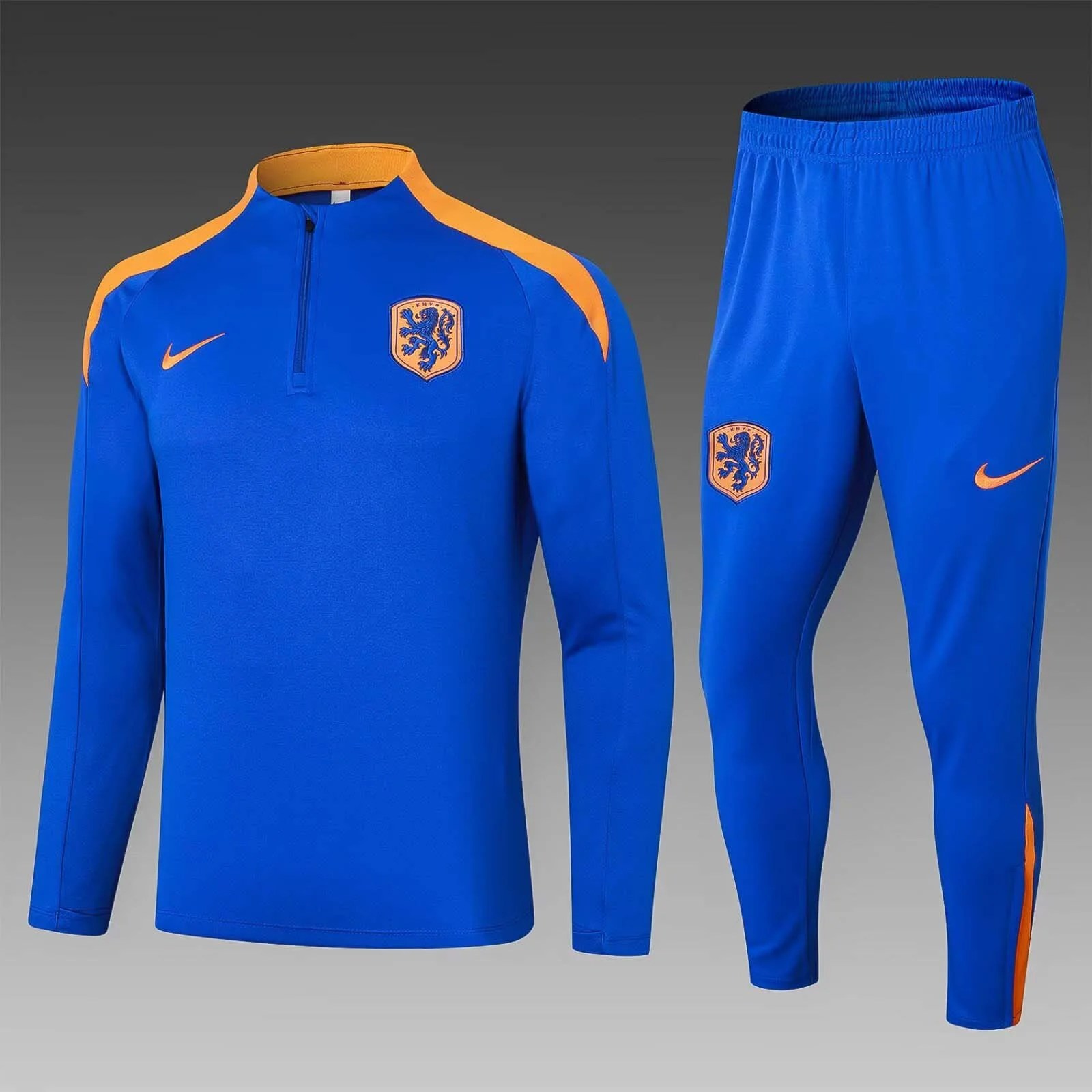 2024 Netherlands Half-Zip Training Suit Colorful Blue Shirt Set