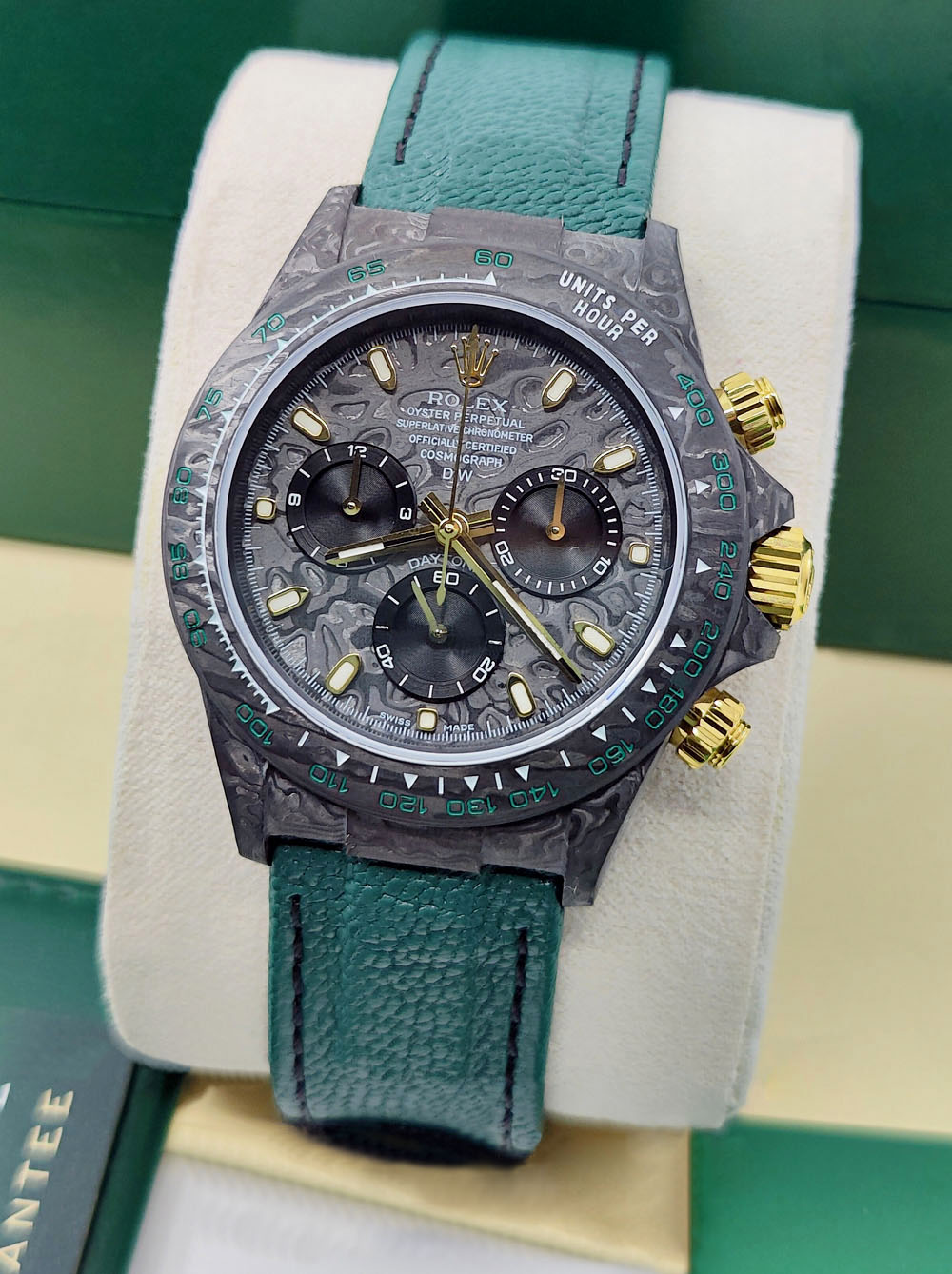 [2026 Mirror Grade]Rolex Daytona DIW Carbon Emerald Green  Swiss Replica Watch | Custom Made Limited Edition | 4130 Swiss Movement