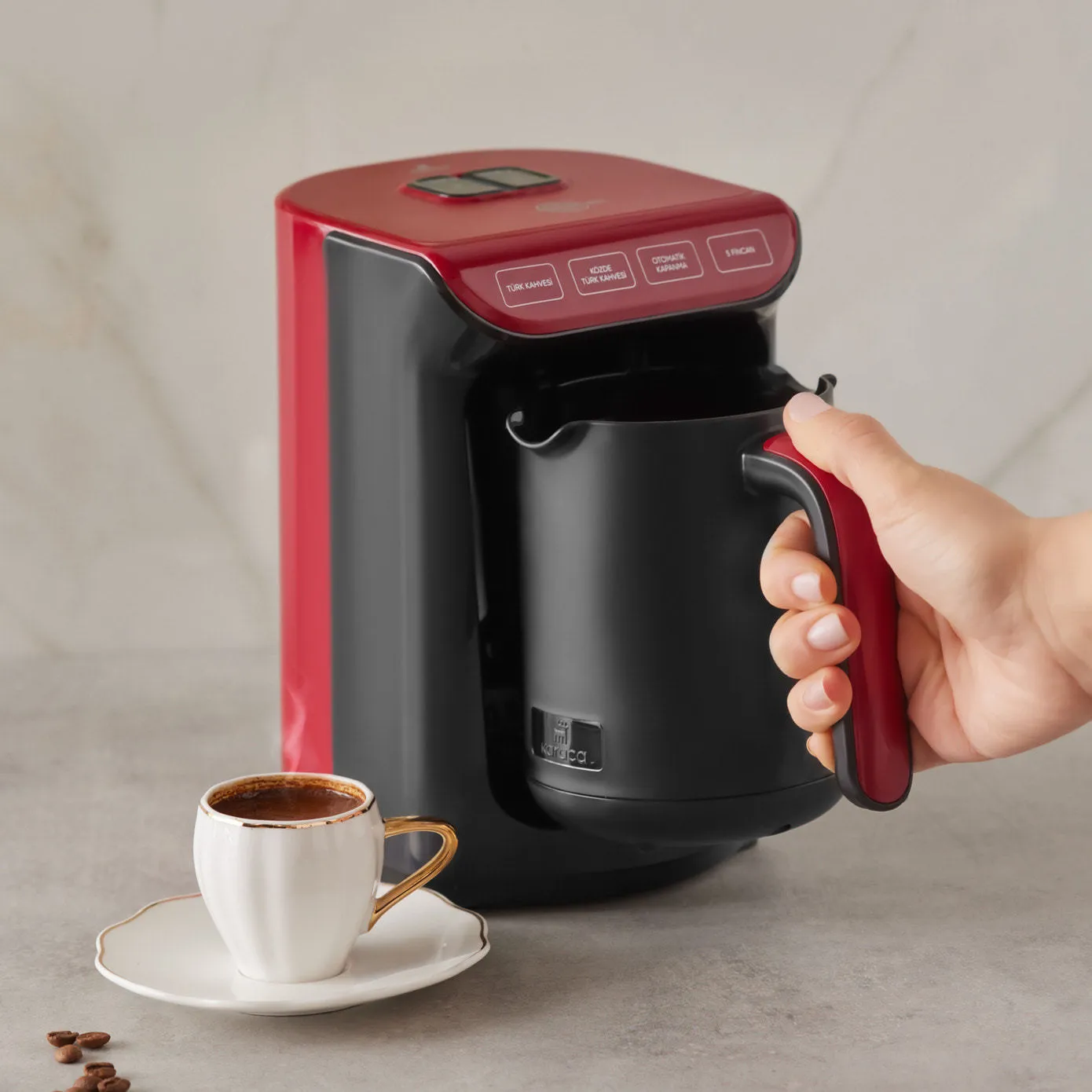 Machine à café Karaca Hatır avec fonction torréfaction, rouge