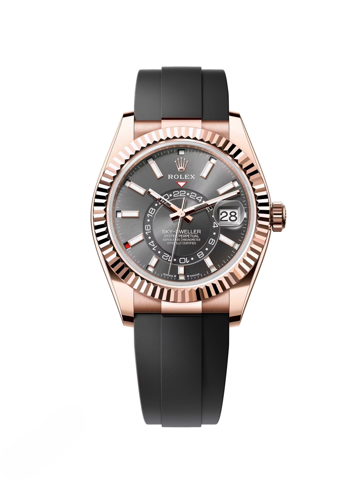 [2026 Mirror Grade]RLX  Sky-Dweller 42mm Rose Gold Slate Dial Oysterflex - 336235
