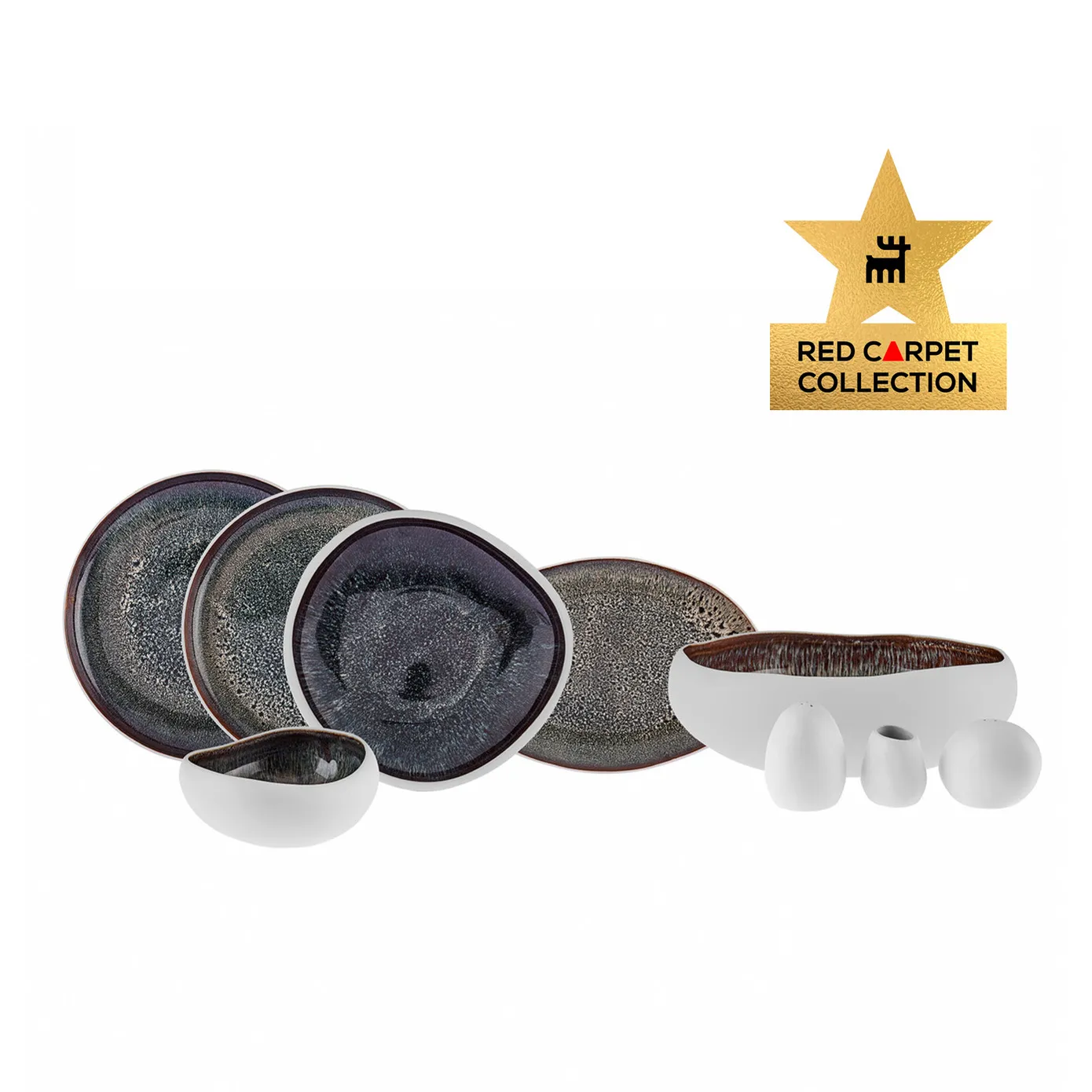 Karaca Red Carpet Collection Service de table Streamline New Galactic Stoneware pour 12 personnes, 59 pièces, blanc
