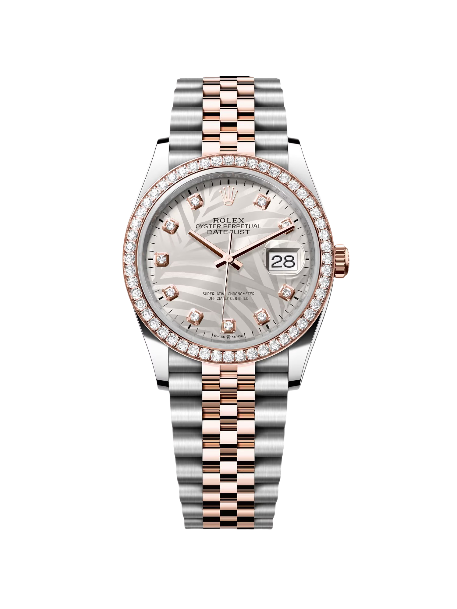 [2026 Mirror Grade]RLX  Datejust 36mm 126281 Silver Palm Motif Diamond Dial Oyster Bracelet