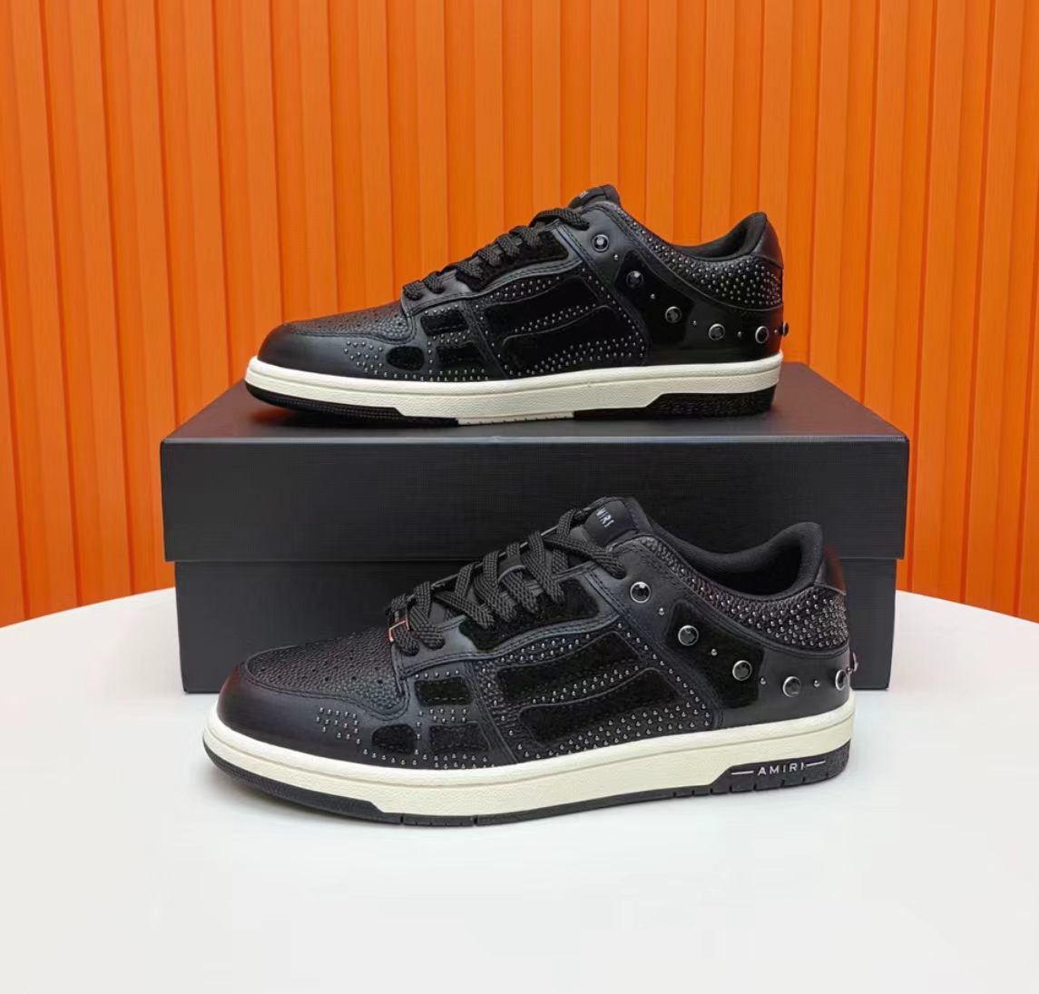 Amiri Skel Top Low Black Studded Sneakers