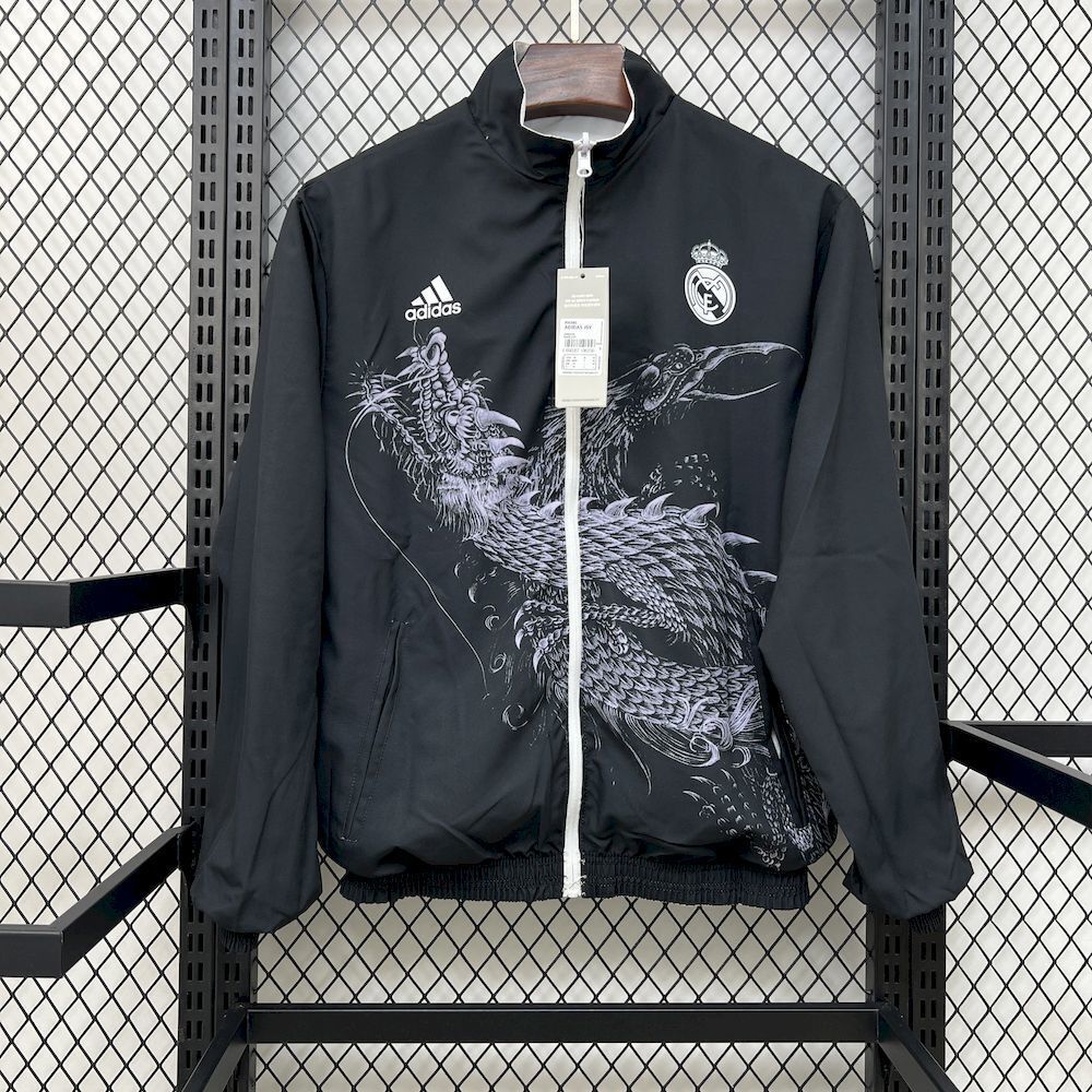Real Madrid Reversible Double-Sides Windbreaker Jacket White&Black 2025-26