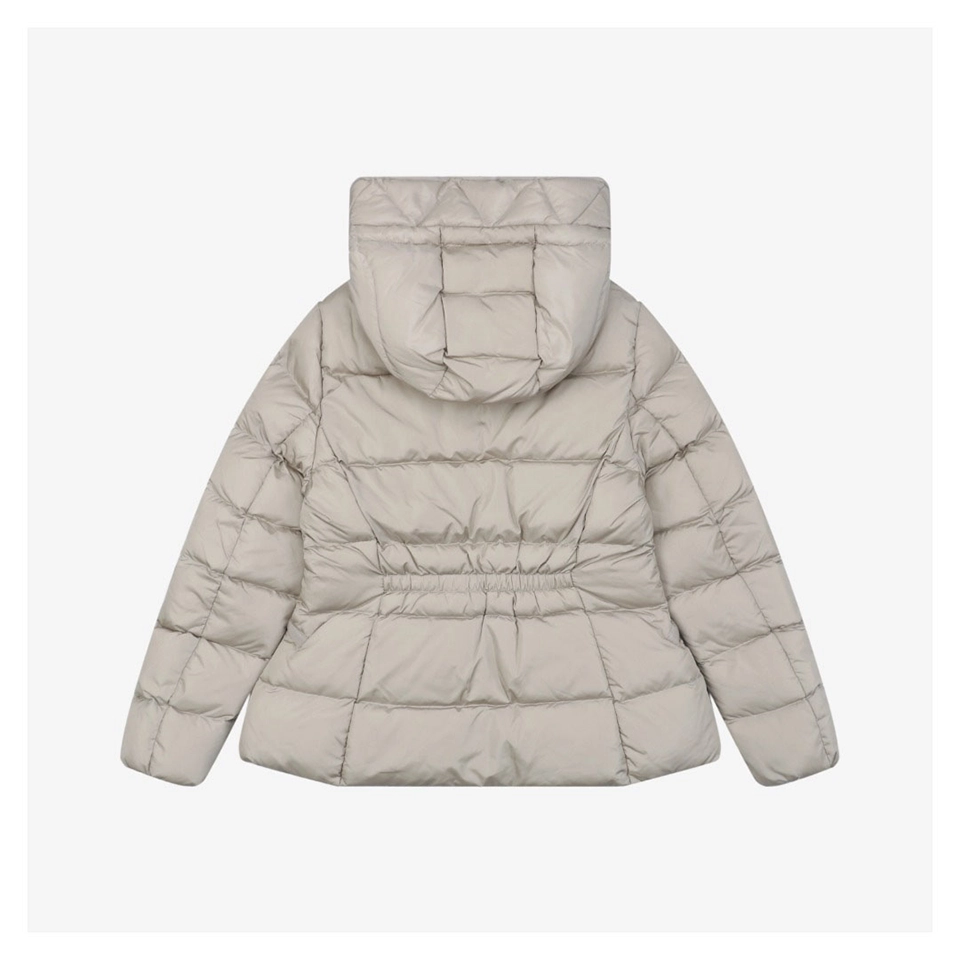 Mxxcler Avoce Cinched-Waist Hooded Down Jacket # MX-006 (Grey/White/Black)