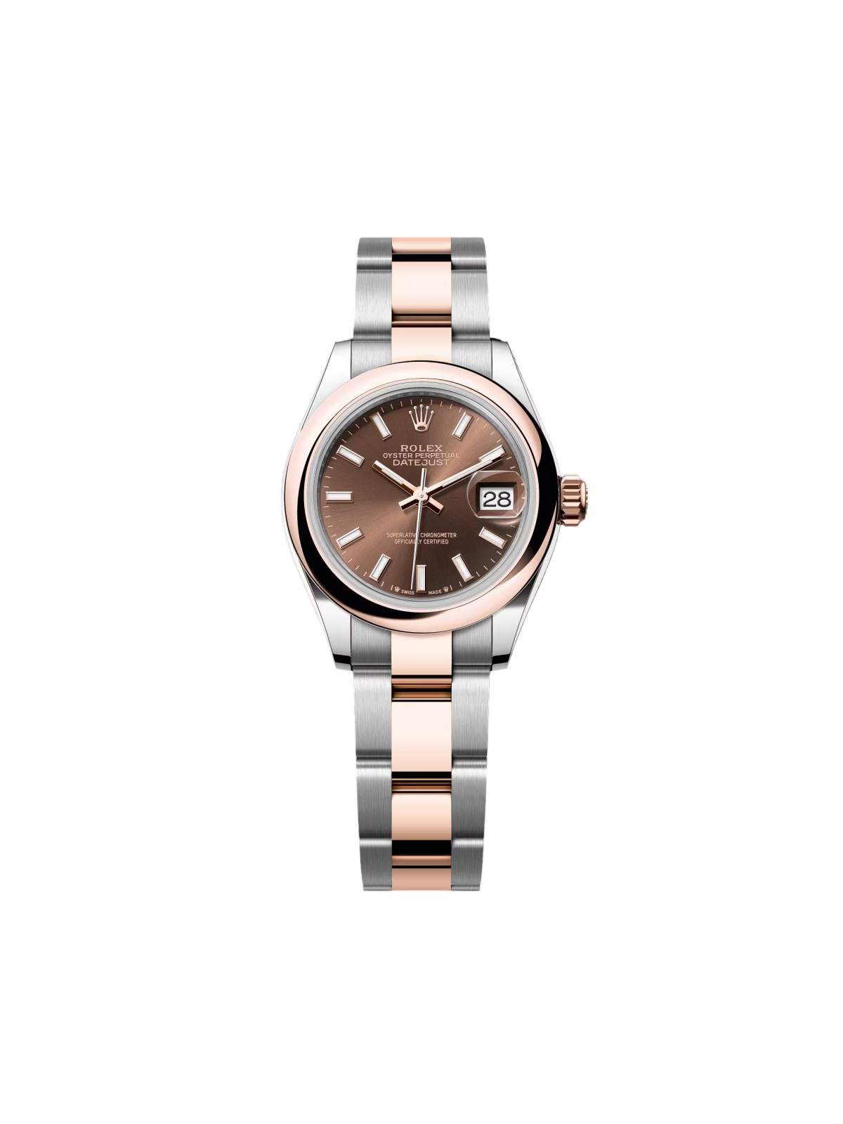 [2026 Mirror Grade]RLX Lady-Datejust 28mm  279161 Chocolate Stick Dial, Two Tone Stainless Steel & 18K Rose Gold Oyster Bracelet Women's Watch