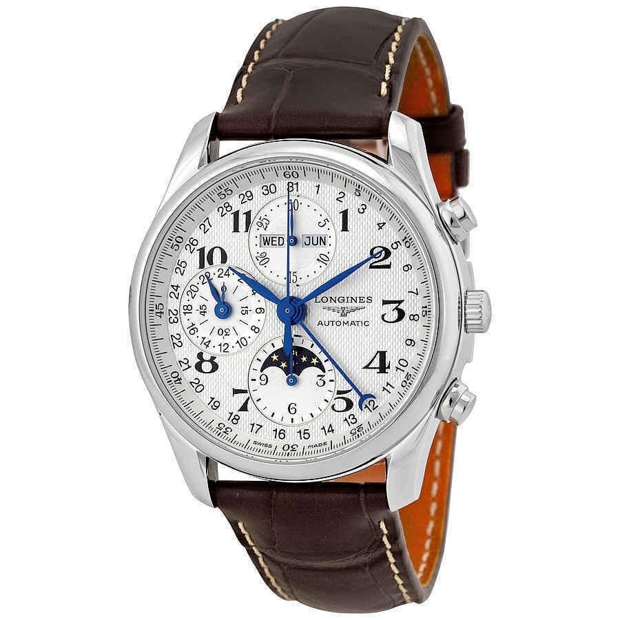 [2026 Mirror Grade]Longines Men's L2.673.4.78.3 Master Collection Complete Calendar Date Scale Around the Outer Rim,Chronograph Brown Leather Watch