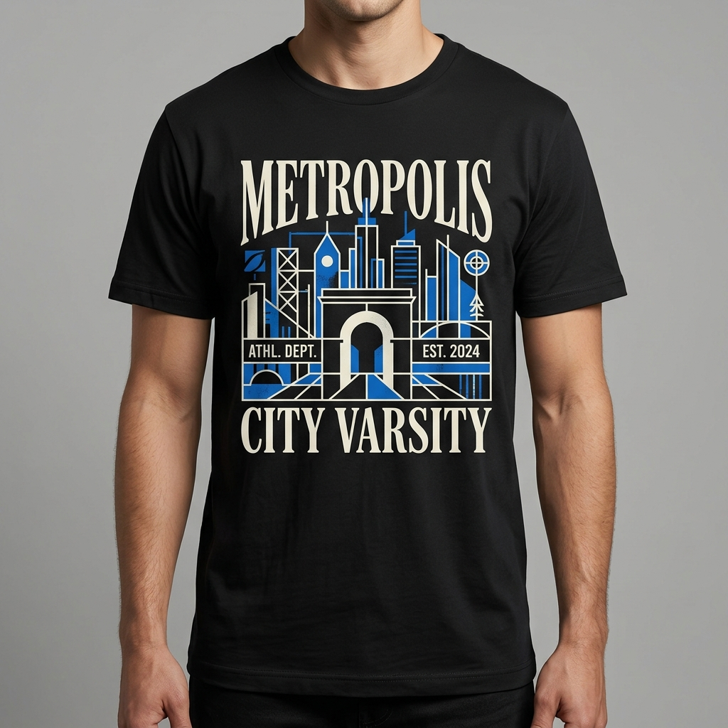 City Varsity Tee, Vintage Athletic Graphic T-Shirt, Unisex Streetwear Shirt CityTee7