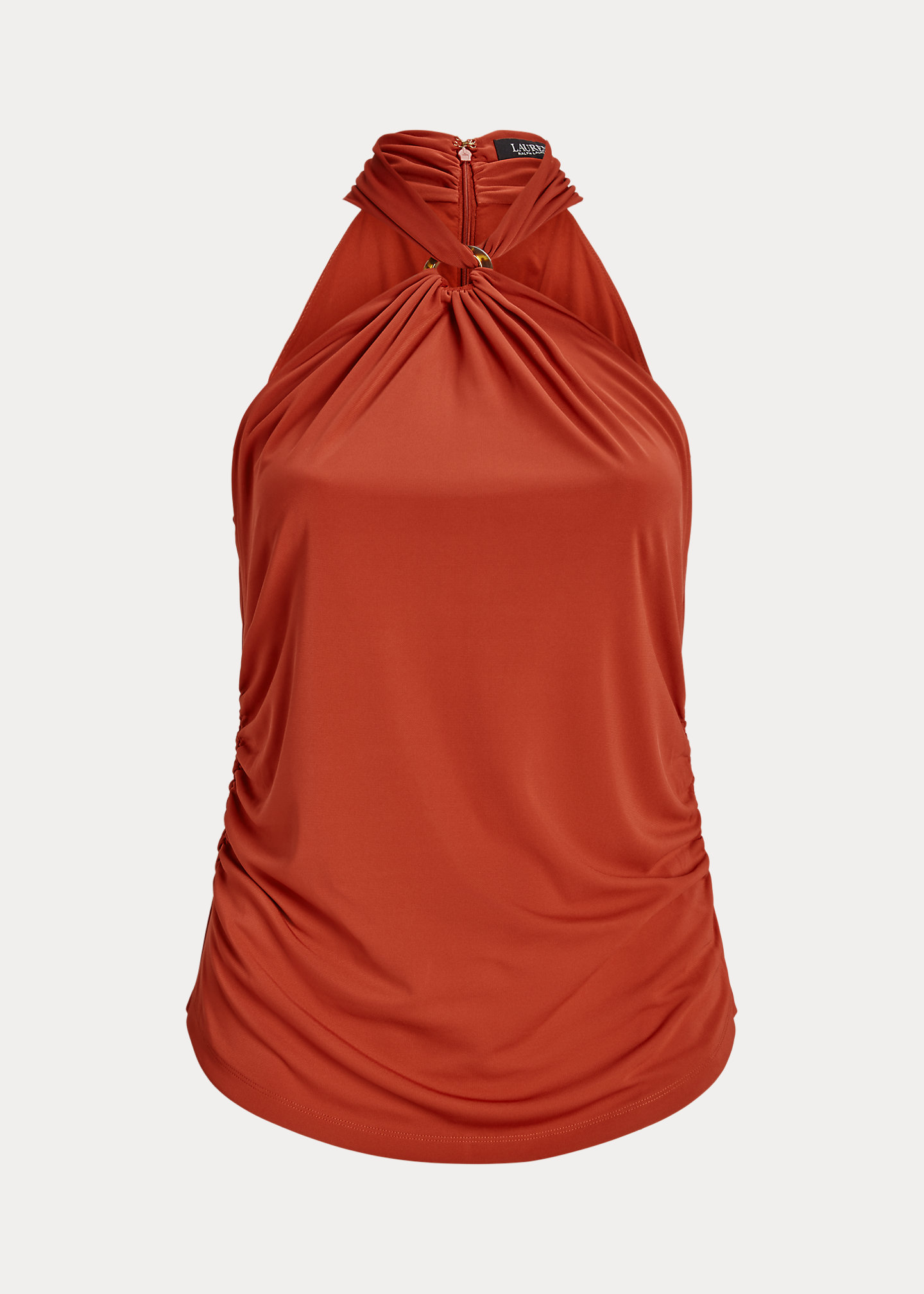 Stretch Jersey Ring-Front Halter Top
