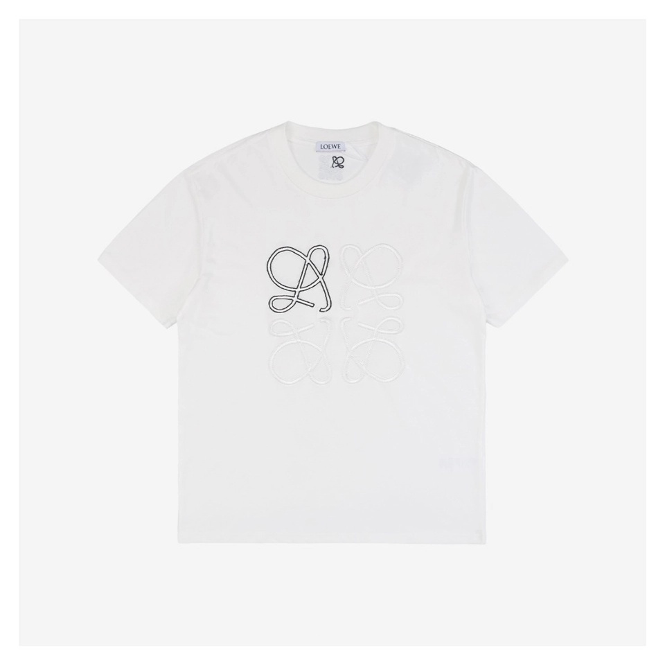 L Colorblock Large Logo Embroidery T-Shirt (Black/White)