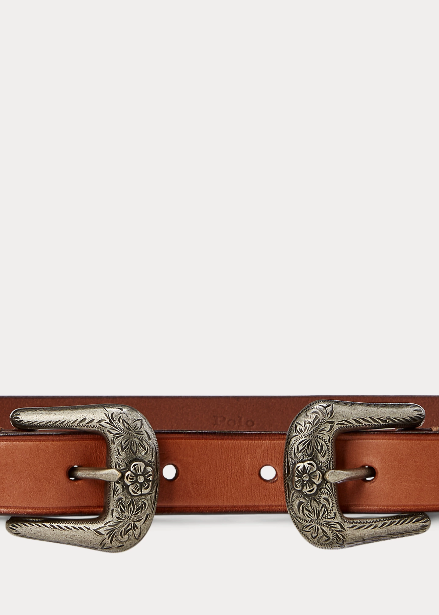 Western Calfskin Double-Buckle Belt