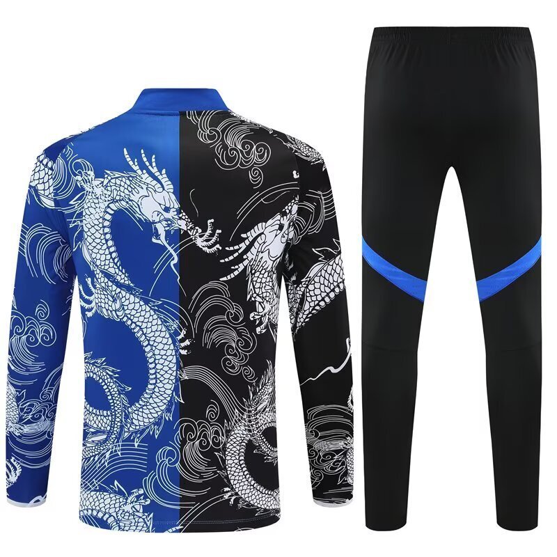 25-26 Real Madrid Black&Blue Dragon Training Kits Long Football Track suits