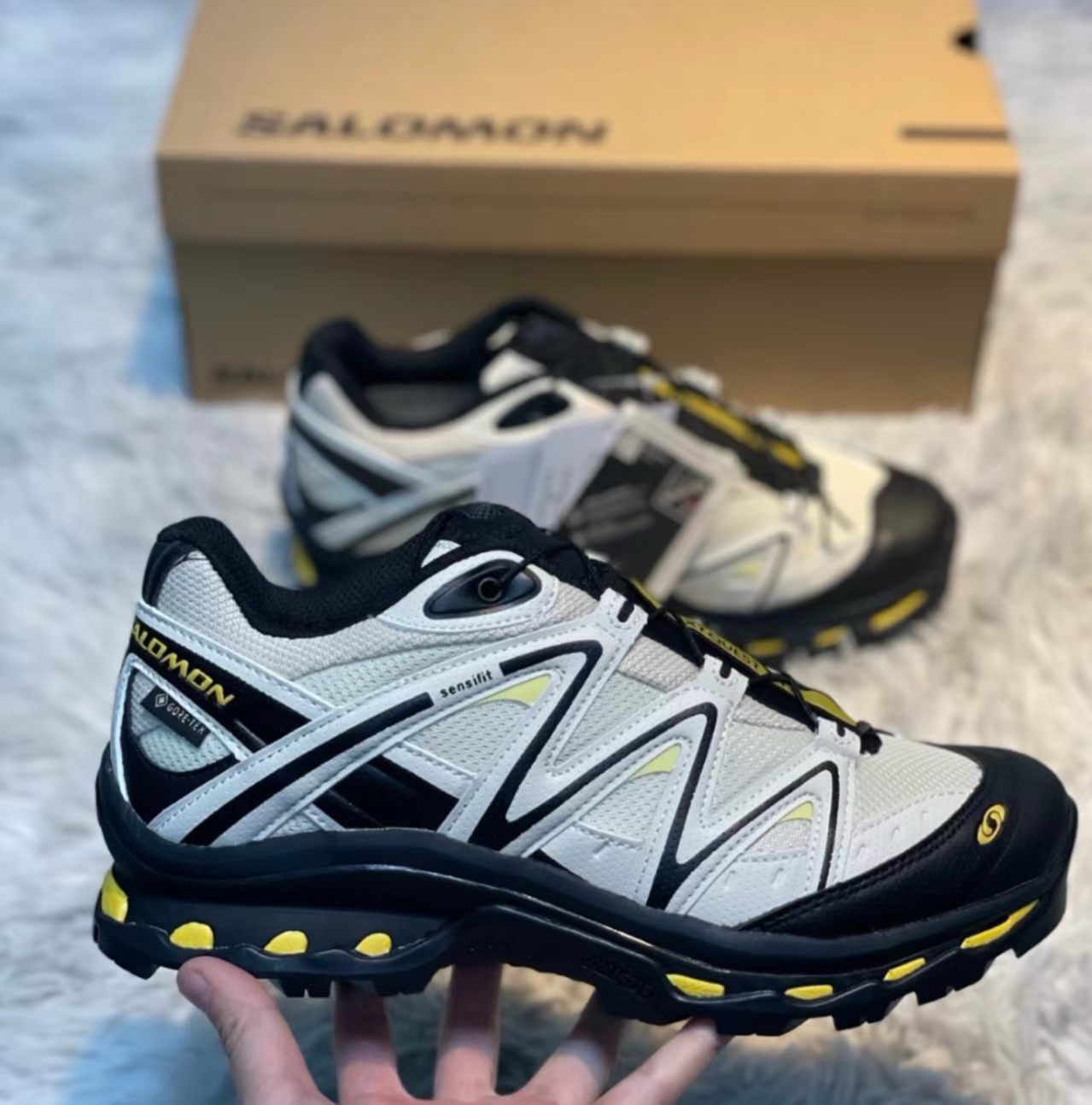 Salomon XA Pro 3D Cream Black Yellow Mesh Hiking Shoes