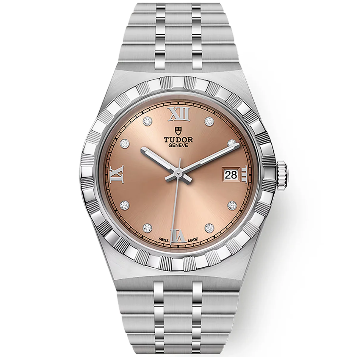 [2026 Mirror Grade]Royal 38mm Salmon Roman Diamond Dial Automatic Bracelet Watch
