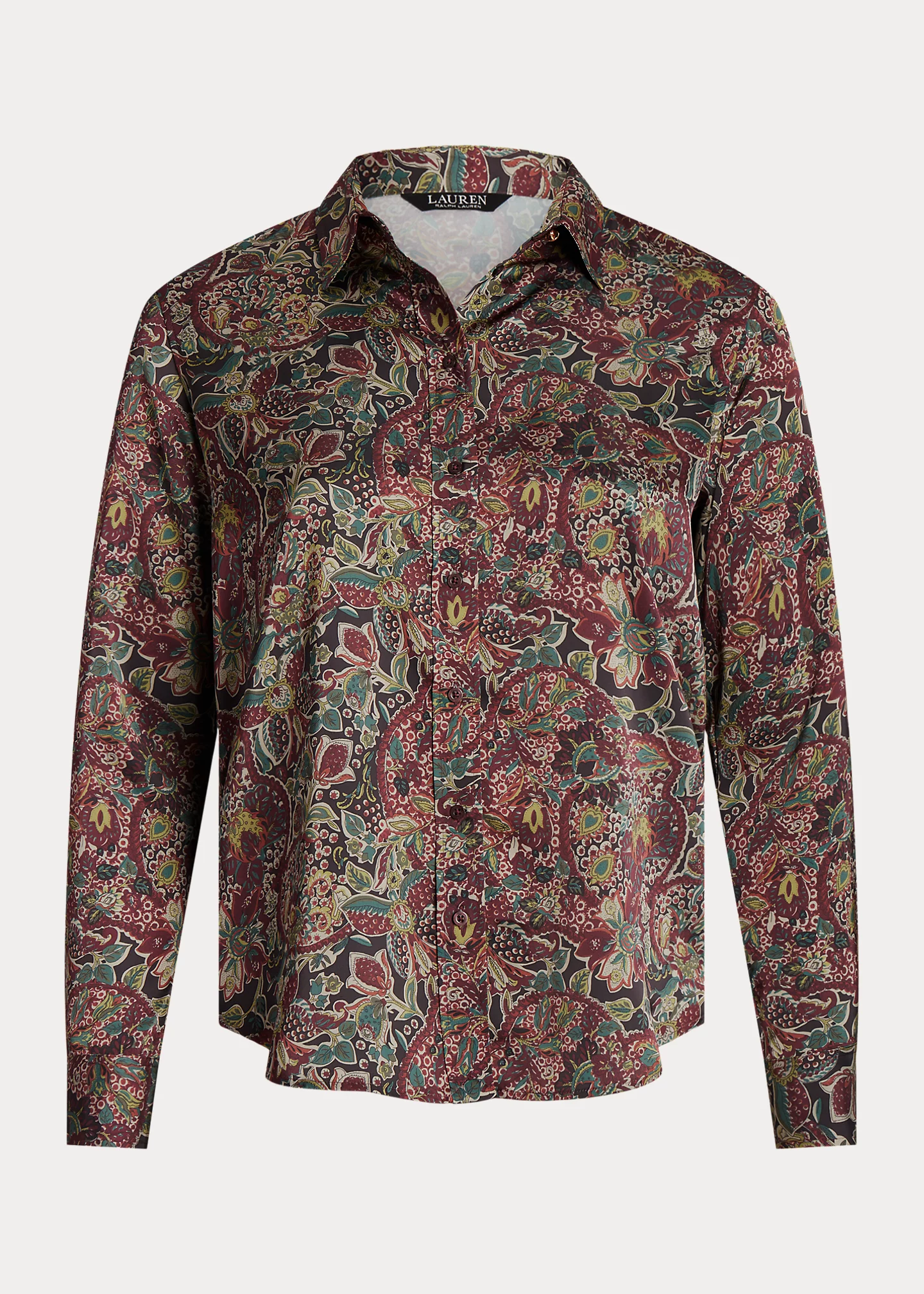 Floral Satin Charmeuse Shirt