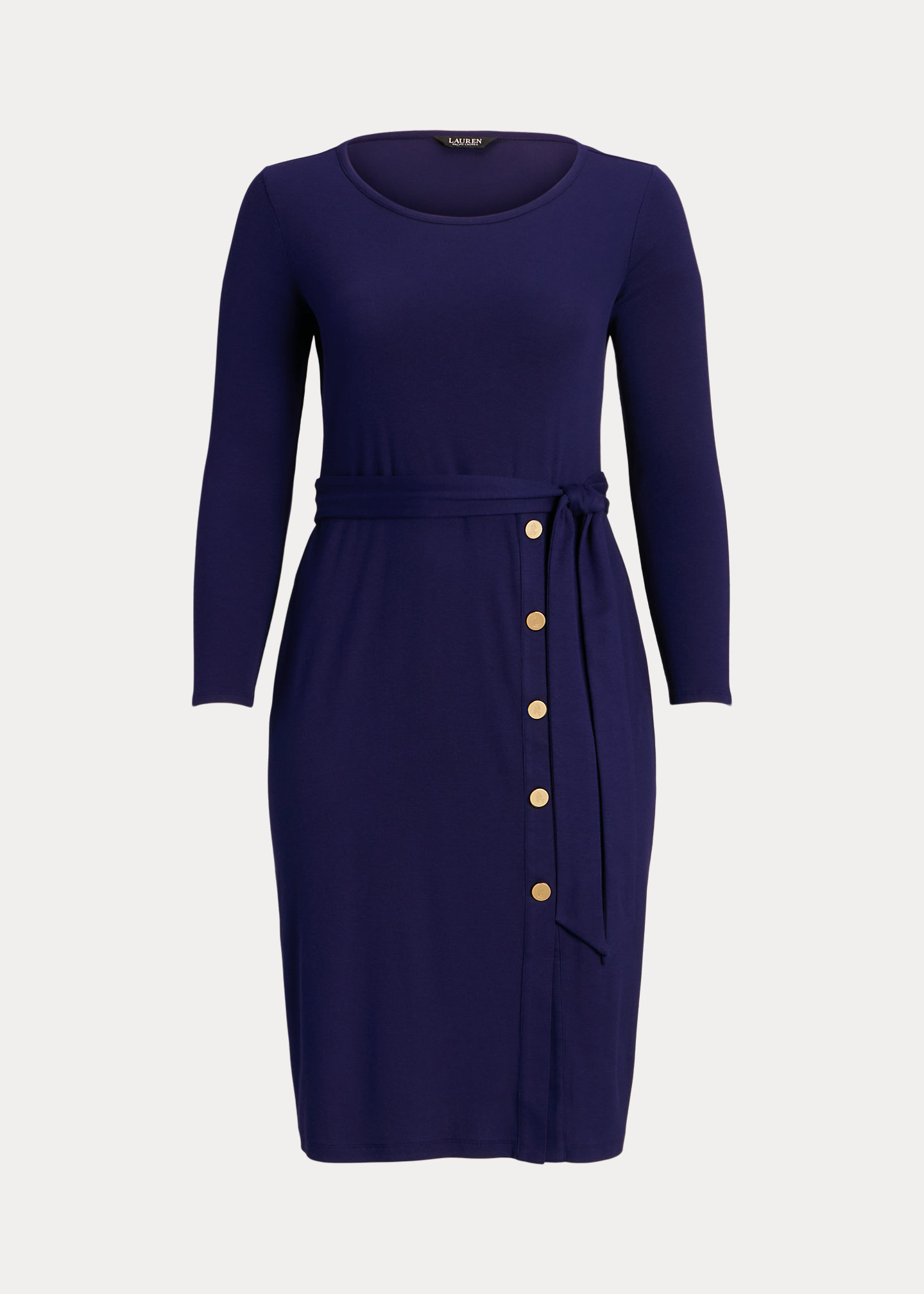 Belted Rib-Knit Dress
