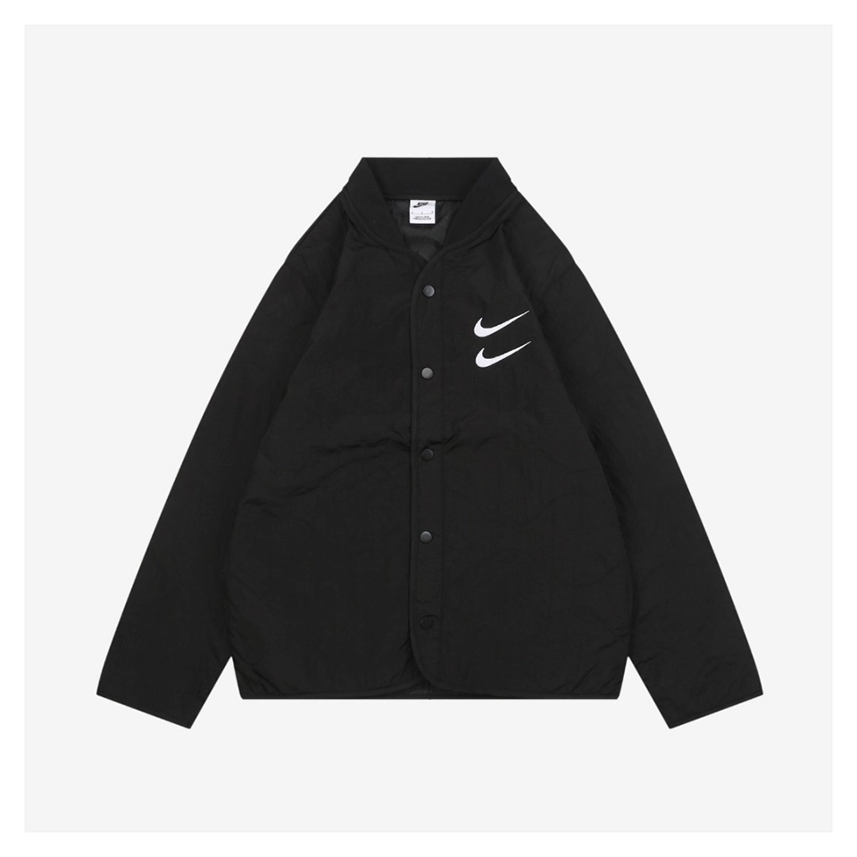 Nike Swoosh Embroidered Cotton Shirt Jacket (Green/Black)
