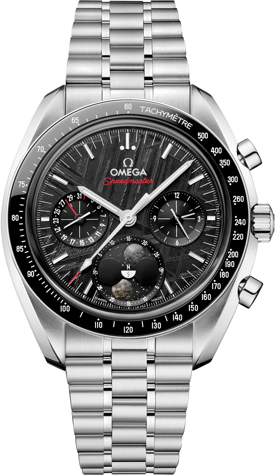 [2026 Mirror Grade]2025 Omega Speedmaster Moonphase Meteorite Black 304.30.43.52.01.001
