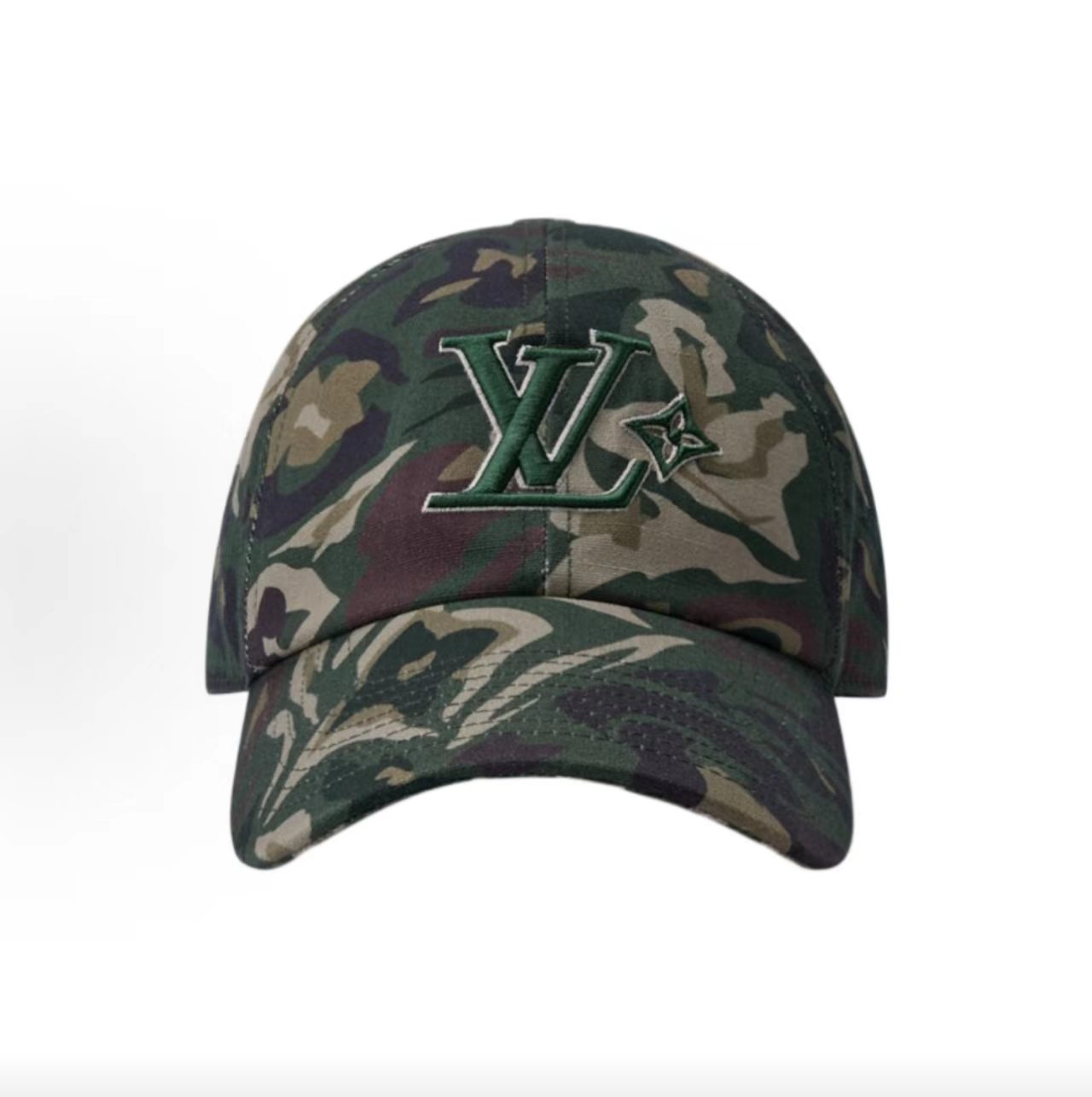 Louis Vuitton Camouflage LV and Monogram Flower Embroidery Baseball Cap