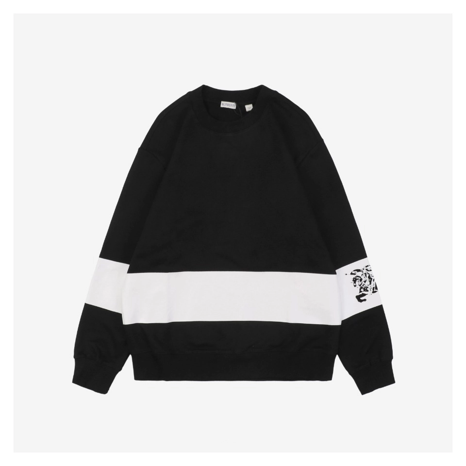BBry Equestrian Knight Stripe Panel Sweatshirt (White/Black)
