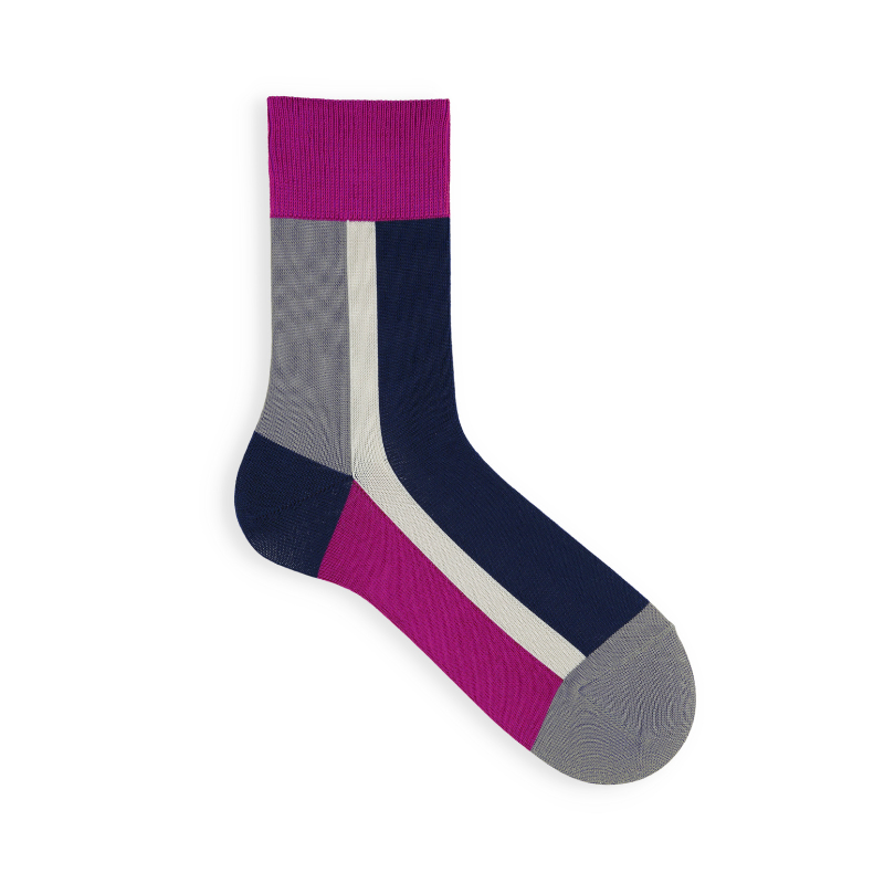 062130225 Vertical Color Block Short Socks