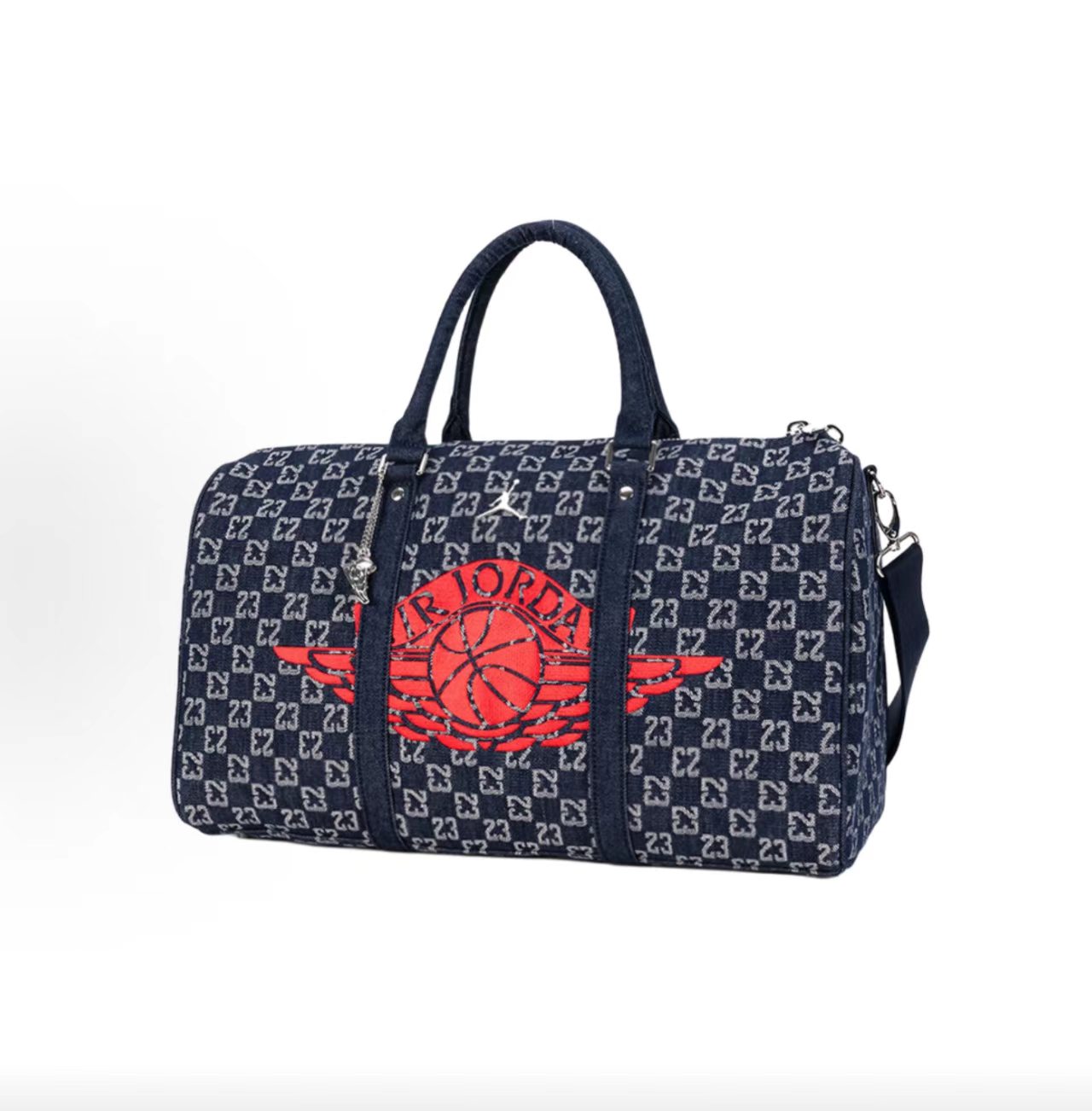 Jordan Allover Print Black Duffle Bag