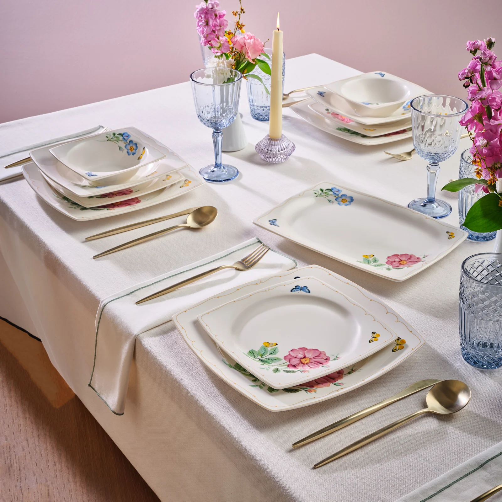 Service de table Karaca Square Bone Velora 53 pièces pour 12 personnes