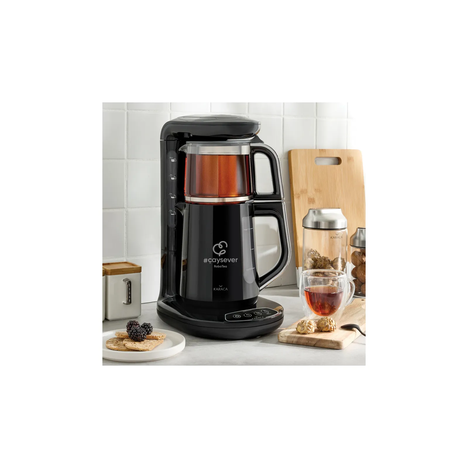 Théière et bouilloire Karaca Caysever Robotea, chrome