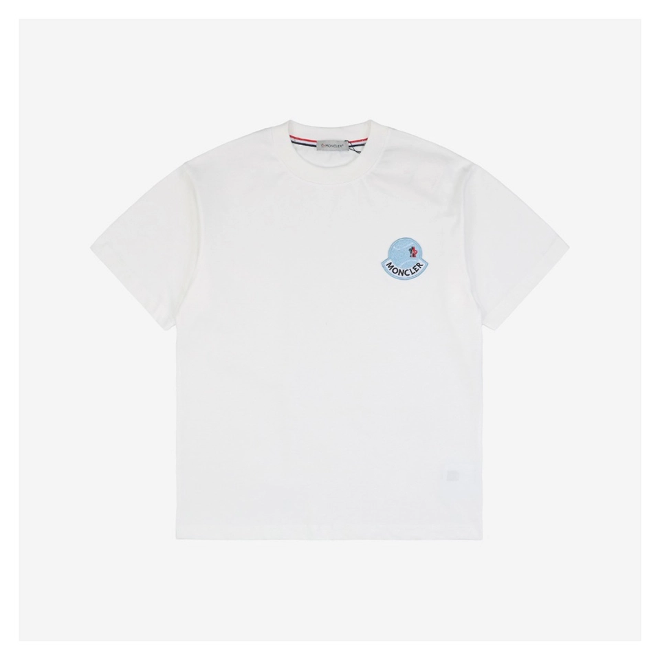 Mxxcler Baseball Patch Terry Embroidery Cotton T-Shirt (Black/White)