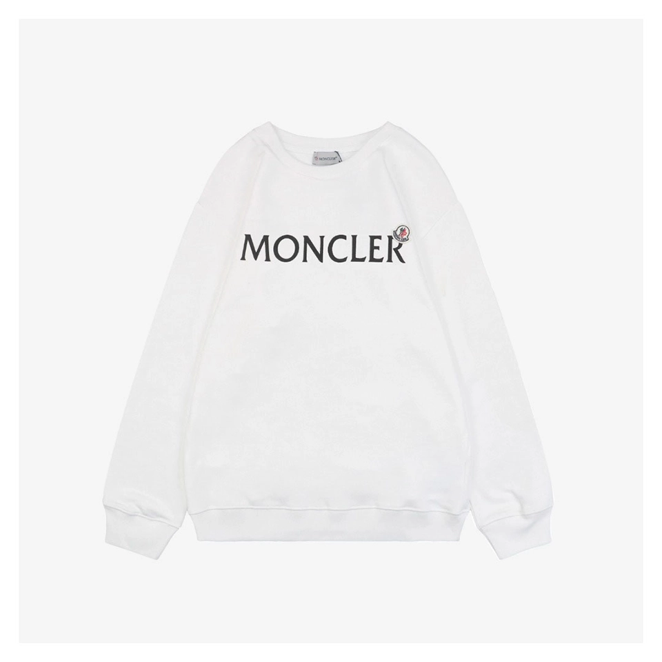 Mxxcler Logo Flocked Print Crewneck Sweatshirt (Black/White)