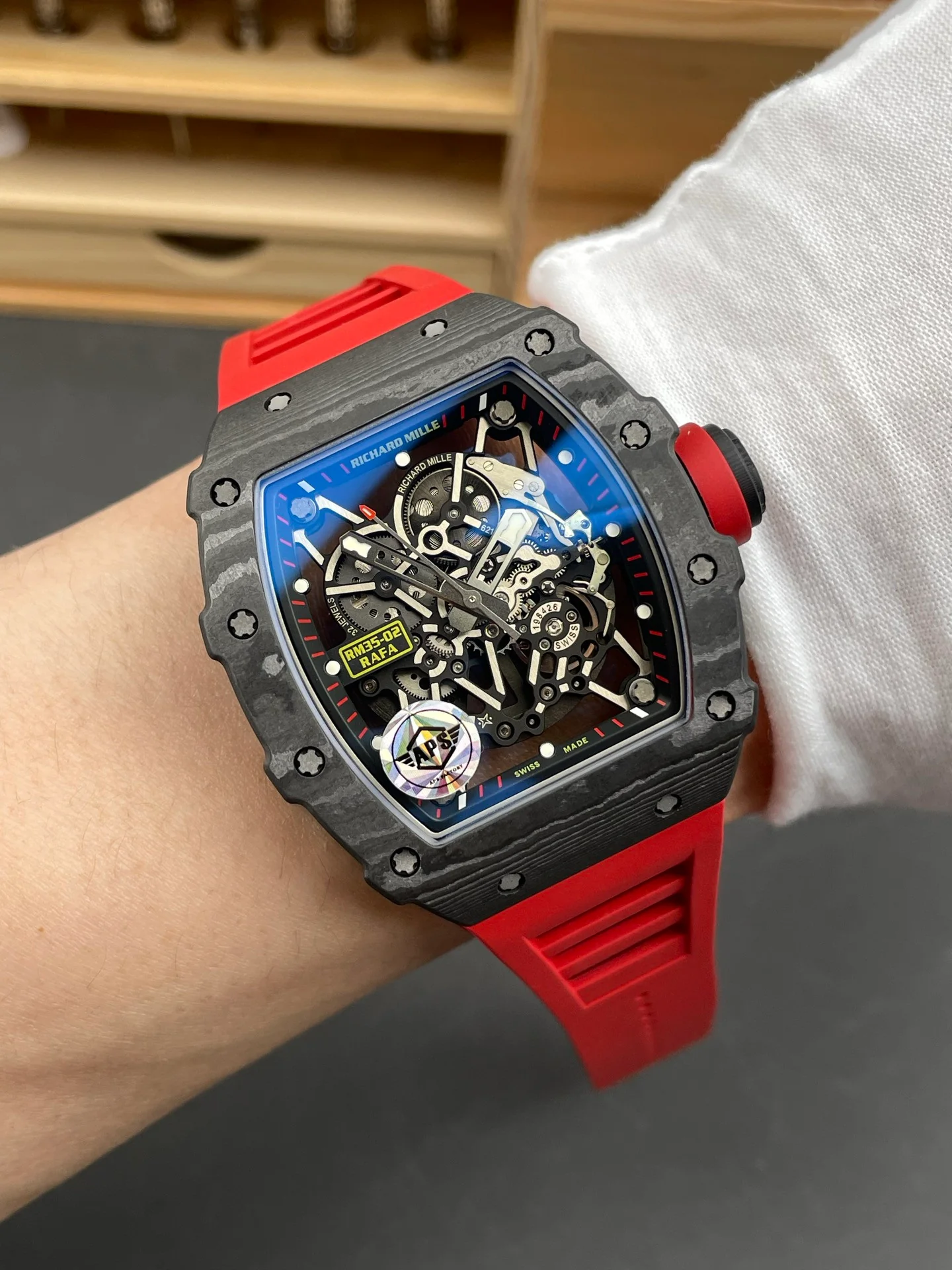 RM35-02 Carbon Fiber Red Bezel