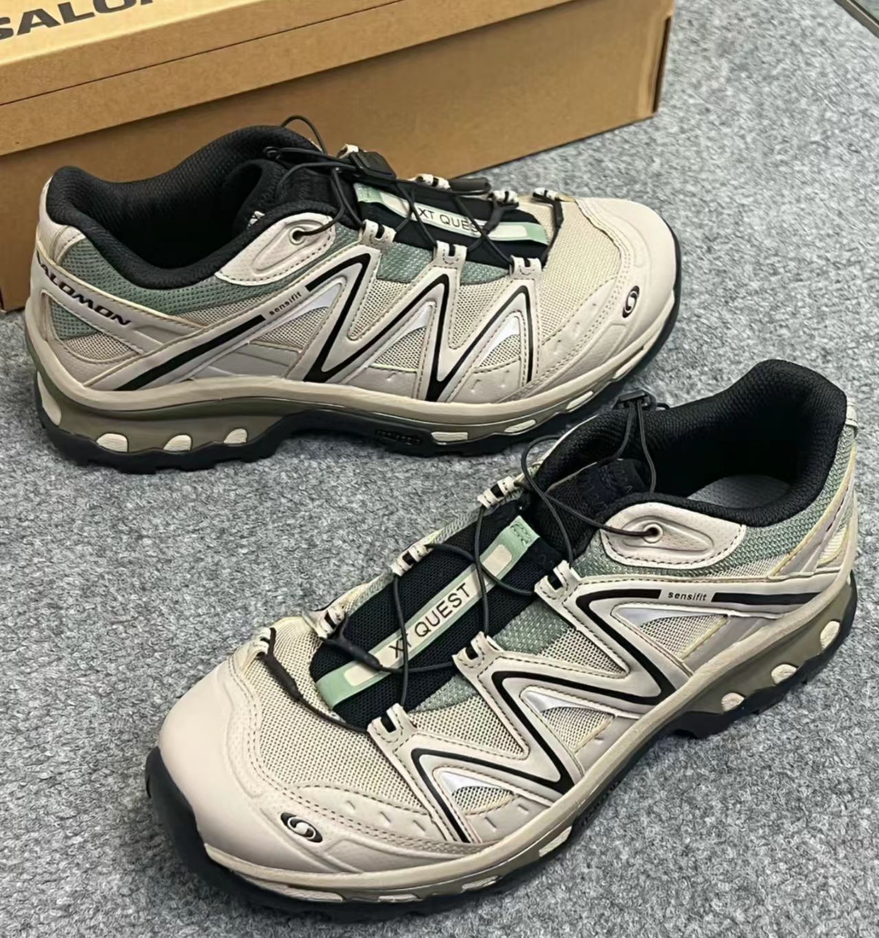 Salomon XA Pro 3D Beige Sage Black Mesh Hiking Shoes