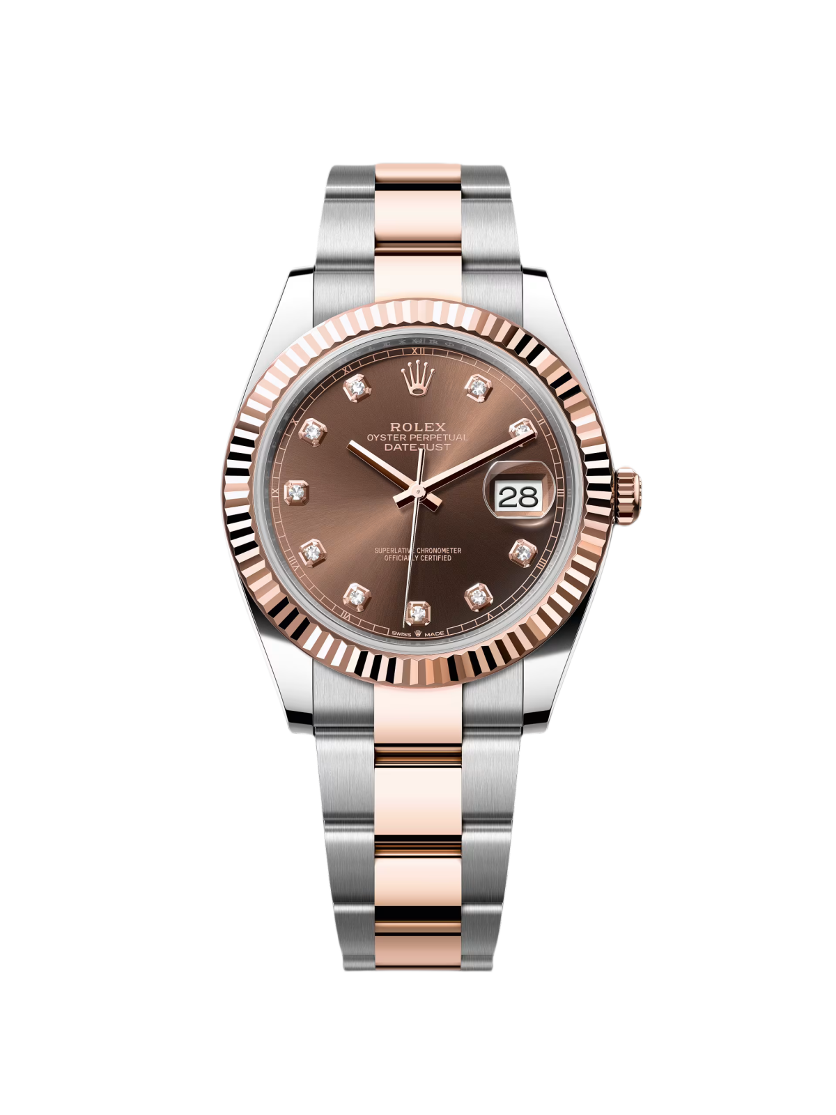 [2026 Mirror Grade]RLX Datejust 41mm 126331 Datejust Chocolate Diamond Oyster Steel and Everose Gold Watch